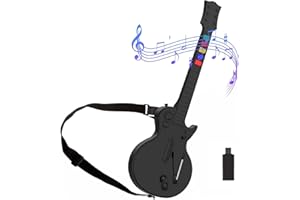 NBCP Gitarren Controller für PC und PS3 – Guitar Hero Gitarre mit Riemen,Ideal für Guitar Hero, Clone Hero und Rock Band Spiele – Hochwertiger für Guitar Hero PS3 und PC（5 Tasten Schwarz
