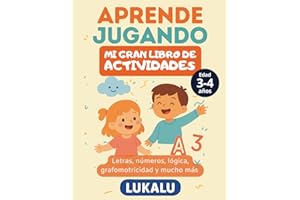 APRENDO JUGANDO - Mi gran libro de actividades (Edición en blanco y negro): Actividades educativas para niños de 3 a 4 años: letras, números, emociones, lógica y grafomotricidad en blanco y negro