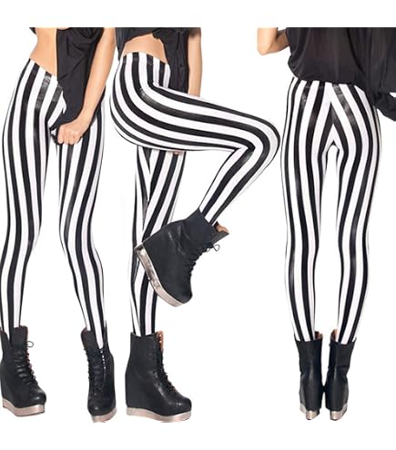 Legging Stylé à Rayures Pierrot - Rouge-Blanc S/M (FR 38 - 44