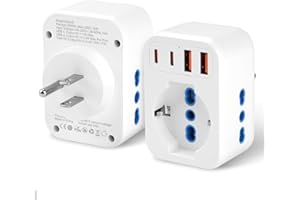 Adapter 7 w 1, amerykański adapter Clomnpe z 2 gniazdami IT i 1 gniazdem Schuko, amerykańskie adaptery podróżne, adapter amerykański do USA, Kanada, Meksyk, Kolumbia, wtyczka amerykańska typu B