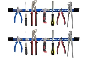 PrimoCraft 2x Magnet Werkzeugleiste 65 cm - XL Werkzeug Magnetleiste 2er Set extra starke Wand Magnetschienen inkl. Montagematerial Karbon Stahl Magnethalter