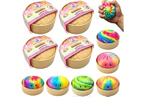SLEEPHEAD®4Pcs Dumpling Squishies Mystery Box, 18 Colors Random Mystery Glitter Dumpling Squishies Toy, 2026 Upgrade Colorful Stress Balls Fidget Sensory Toy Desk Toys (Random 4 Colors)