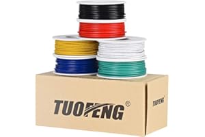 TUOFENG Kit cavi elettrici in PVC 18AWG - 6 bobine di 5 metri di colore diverso - trefolo calibro 18 - kit cavi di collegamento in rame stagnato per fai da te