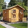BillyOh Kids Playhouse Wooden Play House Wendy House Garden Outdoor Boys Girls Kids Toys Peardrop Extra (6x7 with Fence)