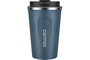 MOMSIV Blue Coffee Cup, Vacuum Reusable Leakproof Double Wall Coffee Cup, Insulation Stainless Steel Eco-Friendly Travel Office Mug for Hot Coffee Tea and Cold Drinks, 13oz/380ml