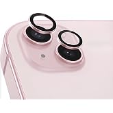 Babilden iPhone 15/15 Plus İle Uyumlu Kamera Lens Koruyucu Al&uuml;minyum Alaşım &Ccedil;er&ccedil;eveli Telefon Lensi Temperli Cam Koruma (Pemb
