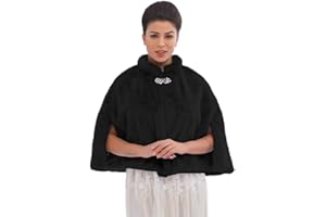 Ushiny - Chal de piel sintética para bodas invernales, estola y bufanda de pelo para mujeres y niñas