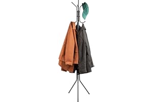 Mind Reader Alloy Collection, Coat Rack with 8 Hooks, Metal, 14.75" L x 16.5" W x 69" H, Black