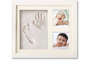 PewinGo Cadre Empreintes Bébé, Kit Empreinte Pieds et Mains Bebé pour Cadeau Nouveau Né Naissance, Personnalisé Kit d'impression de Cadre Photo pour Bébe-Blanc