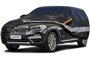 Telo Copriauto da Esterno, Holthly Telo Copri SUV Felpato 100% Impermeabile, Copertura Auto Antipolvere Anti UV Sole, Telone Auto per Alfa Romeo Stelvio, Ford Kuga, Audi Q5, BMW X3. Nera