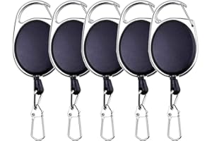 HiBD Fishing Zinger Retraktor 5 Stück mit 360-Grad-Drehschnalle zum Angeln Klettern Wandern Outdoor-Sport