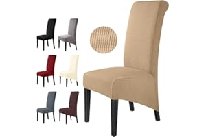 BalladHome Coprisedie Fodere per sedie XL con Schienale 4 pezzi Rimovibile Lavabile Coprisedili per sedie da pranzo Coprisedia elasticizzata per sala da pranzo, Casa, Nozze Decor (Camel, 4Pezzi)-XL