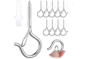 ZKSXOA 10 Piezas Ganchos de Tornillo, Gancho de la Taza Negro de Metal, Gancho Techo Colgar con Hebilla y Tubo de Plástico, Gancho Atornillable para Colgar Tazas, Macetas,Decoración de Navidad