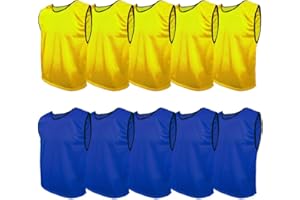 SPORTSBIBS Petos de entrenamiento Petos de fútbol, petos para niños, júnior y adultos, Pack de x10, Fútbol sala, más de 10 colores, camiseta deportiva para correr, universal XS S M L XL XXL