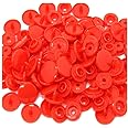 100 Sets Plastic Snaps Buttons,t5/12mm Size Glossy Round Resin Plastic Buttons Fasteners Punch Poppers for Cloth Diaper, Bibs, Towels, Nappies, Rain Coat, Sewing Craft, 100 Set X 400 Pics (Red)