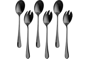 KINETICKRAFT 6 PCS Set de Couverts à Salade en Acier Inoxydable Cuillère à Salade Fourchette à Salade Couvert a Salade Fourchettes à Salade, Garanti Lave-Vaisselle, pour la Cuisine l'hôtel Le Restaurant la fête