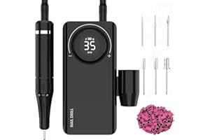 Delanie 35000 RPM Portable Nail Drill for Acrylic Nails Gel Nails, Rechargeable E File Nail Drill for Manicure and Pedicure-Black