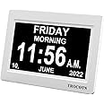 TROCOTN dementia clock, digital clock with date and day for elderly, alzheimers clock day clock large display calendar clock (7 Inches White)