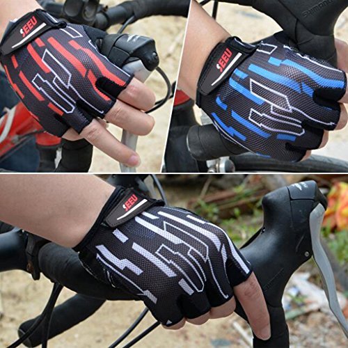 SEEU Damen Herren Fahrradhandschuhe, Radsport Handschuhe mit Geleinlage und voller Dämpfung, 3 Farben, Gr. XS bis XL - 8