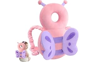 AUIRSHIKY Baby Kopfschutz,Baby Kopfschutz Kissen,Kleinkind Säugling Kopfschutz,Baby Kopfschutz Kissen,Kleinkind Kopfschutzpolster Rucksack Elastische Tragehilfe,für Kinder Von 4 Bis 24 Monaten,Rosa,Schmetterlin
