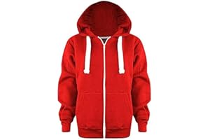 AHR Z&H Kids Girls & Boys Unisex Plain Fleece Hoodie Zip Up Style Zipper Age 2-13 Years
