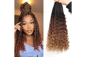 Ainimiu 18 Inch Goddess Box Braids Crochet Hair Bohomian Crochet Box Braids Curly Ends 8 Packs for Women Synthetic Braiding Hair Extension