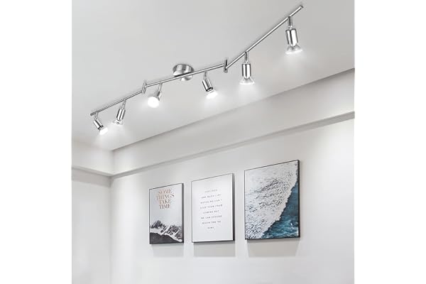 wowatt Plafonnier 6 Spot LED Orientable, Luminaires Plafonnier Pivotants, 6 X 5W Ampoules GU10 LED Incluses, 6000K Blanc Froid 420LM, Éclairage de Plafond pour Chambre, Cuisine, Salon, Couloir