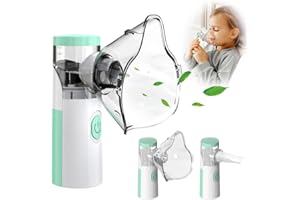 LVOZIZE Nebuliser Machine for Adults and Kids, Cool Mist Steam Inhaler with 1 Nozzle and 1 Adult Mask and 1 Kid's Mask, Adjustable Atomization Rate, Portable Nebulizer Machine for Home and Travel Use