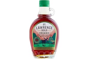 St Lawrence Gold Organic Maple Syrup 250ml - 330g Grade A, 100% Pure Canadian Dark Maple Syrup for Pancakes, Waffles, Cooking and Baking - Robust, Caramel Taste - Gluten Free, Vegan