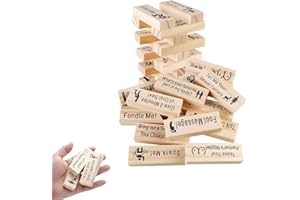 Judy1980 Super Naughty Block Tower Game for Couples, Valentine Tumbling Tower Stacking Blocks Game, Wooden Stacking Blocks Date Night Activity & Party Game (48PCS)