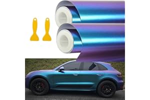 GUANGYU Vinilo Láminas Protectoras para Pintura, 2 Rolls 30 * 152cm Adhesiva Película para Coche Camaleón Púrpura a Azul Color cambiando