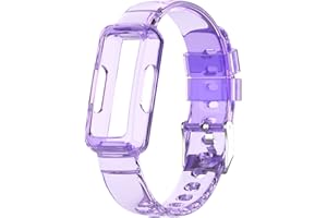 Chofit Bracelets compatibles avec Fitbit Luxe/Ace 3/Ace 2/Inspire 2/Inspire HR/Inspire Bracelet de rechange en plastique TPU transparent (violet)
