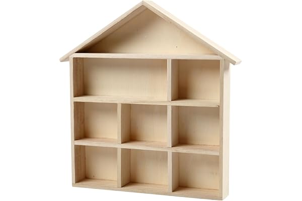 Creativ 100263 Hyllsystem, husform, storlek 26 x 25,2 cm, H: 3,5 cm, Paulownia, 1 styck