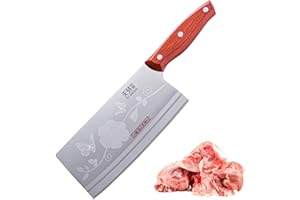 TJ POP Mannaia Coltello da Chef Cinese da Cucina 18cm, Affilato con Design Full Tang, 2 in 1, Lama in Acciaio 30Cr13 Spessore 2,5mm, TJ SEGA Serie TC1707