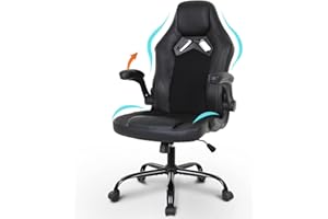 Actask Gaming Chair, Ergonomic Design Computer Chair, Swivel Heavy Duty Chair with Cushion and 90-105 degree adjustment of Reclining Back Support,Black