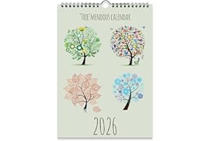 2026 A4 Colourful Trees Calendar. One Month to View. Wall Calendar by Absolutely Yours.