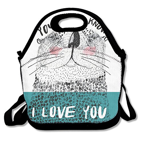 Otter I Love You Lunch Tote Bag Bags Awesome Lunch Handbag Lunchbox Box For School Work Outdoor