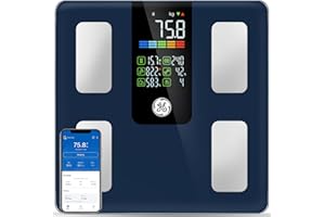 GE Connectée Balance Pese Personne: IMC Pèse Personne avec 5.3" Grand écran 14 Mesures Affichées Balance Masse Graisseuse et Musculaire Bluetooth Pese Personnes 226 kg/500 lb