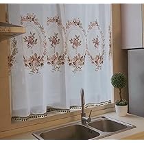 Mantovana Tenda Voile Per Finestra - 130x41 Cm, Tasca Per Asta, Bianco, Per Cucina O Balcone - Foto 3