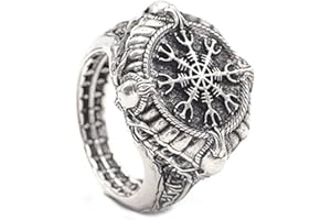 Auriselle Men's Viking Ring with Anchor Shape/Dragon Scales/Starlight Pattern, Open Adjustable Retro Punk Gothic Jewellery Unisex Vintage Birthday/Christmas Gift for Men Boys Ladies