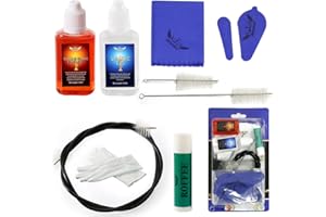ROFFEE Trompeten-/Kornettpflege-Reinigungsset, Wartungsset, Ventilöl, Stimmzugfett, flexible Bürste, Ventilbürste, Mundstückbürste, Korkfett, Reinigungstuch und mehr