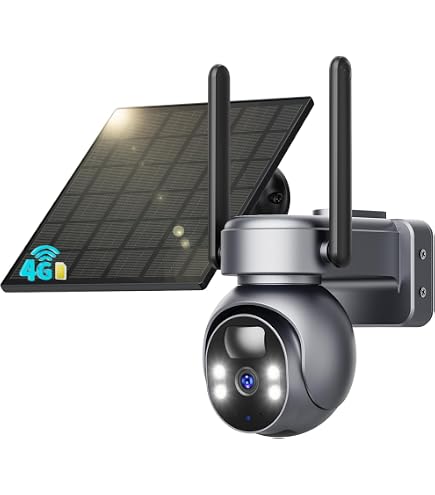 Telecamera Di Sorveglianza Esterna 4G Con Pannello Solare, Sensore Di Movimento, Visione Notturna E SD 128GB