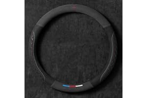 QUNNO Auto Coprivolante, per BMW Série 1 Series 1er Serie 1 E81 E82 E87 E88 F20 F21 F40 F52 116i M135i Coprivolante Pelle Microfibra Antiscivolo Accessori,Style A - Shape O