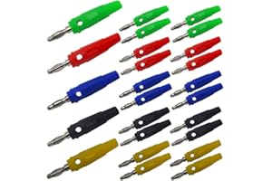 Senven 25Pcs profession 4mm Connector pour Banana Speaker, Banana Connector Plaqué or, 4 mm Connector Câble Audio Haut-parleur (type A) - 5 couleurs