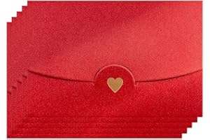 LA LLARETA Lot de 50 mini enveloppes rouges avec fermoir en forme de cœur pour invitations, cartes postales, mariage, cartes cadeaux à faire soi-même, Noël, Saint-Valentin (rouge)