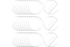 UTMACH 30 Pezzi 7.5cm Pannelli di Dischi Circolari Acrilici Con Foro - Fogli Trasparenti Rotondo per Portachiavi, Pittura, Artigianato DIY