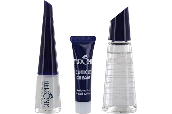 Herome 3-en-1 Nail Essentials Set (Bleu) - Travel Set - Soin pour les Ongles Faibles - Kit Avec Durcisseur Fort, Dissolvant Soignant sans Acétone et Crème pour Cuticules