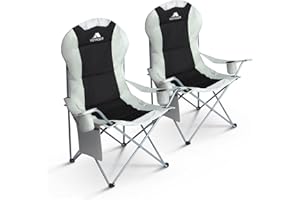 VOYAGER Set Of 2 Premium Padded Camping Chairs Lightweight & Foldable with Cup Holder & Side Pockets Ideal Water Resistant Ou