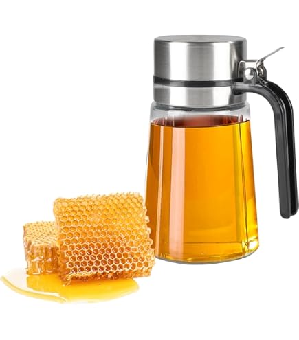 Honey Dispenser No Drip With Stand Honey Jars 180Ml Maple Syrup Dispenser Honey Containers Diamond-Shaped Honey Pot Sauce Bottles