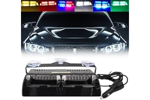 yifengshun multicolore 16 LED Gyrophare application de la loi d'urgence balise danger LED Flash stroboscopique clignotant lumières 12V Camions SUV Intérieur Toit/Dash/Pare-brise
